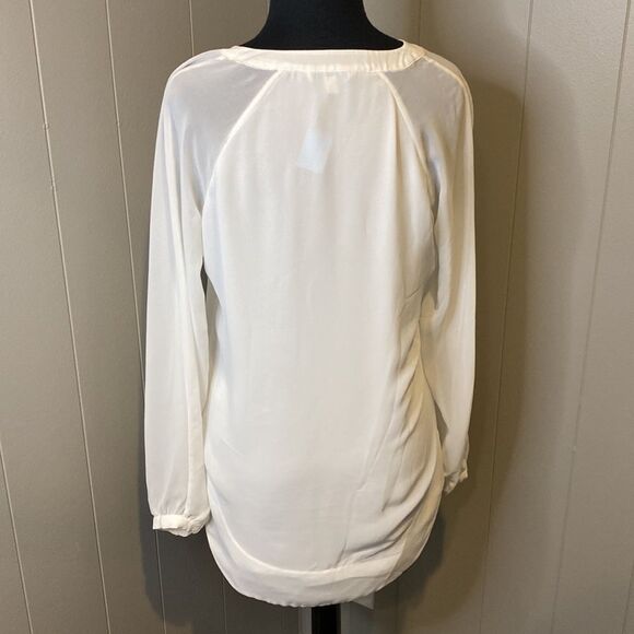 CAbi Allure Blouse Extra Small White Sheer Sleeves Underlining Layer - Picture 5 of 6